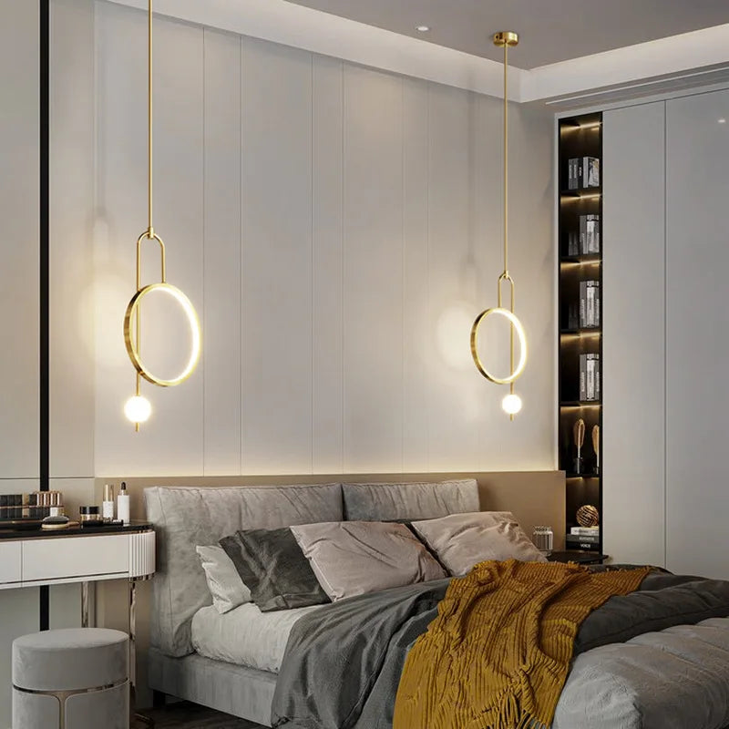 SANDYHA Moderne suspension Plafonnier anneau rond verre décoration de la maison accessoires chambre salle à manger Lustre intérieur - vue 4 sur 10