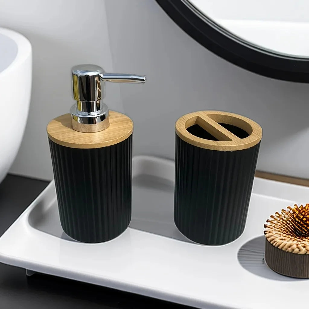 ensemble daccessoires de salle de bain en plastique 4 pièces - vue 5 sur 8