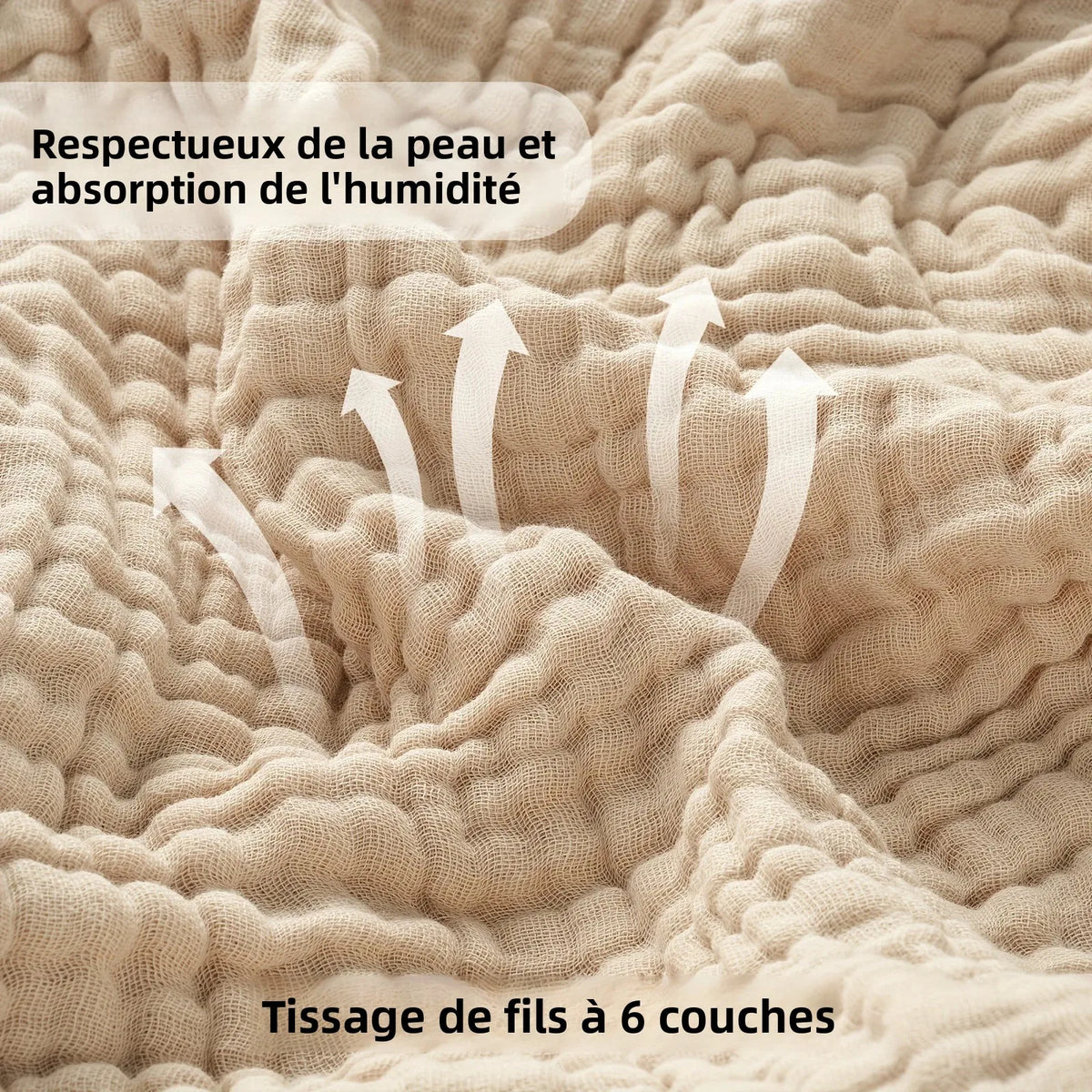 plaid mousseline coton leger boheme canape lit - vue 6 sur 7