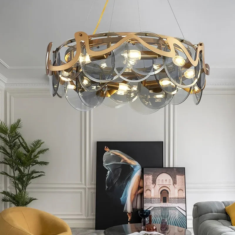 Postmoderner Kronleuchter aus Glas für luxuriöse Wohnzimmer - vue 3 sur 10