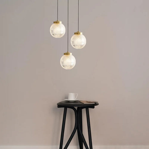 Moderne Pendelleuchte aus Kupfer mit transparentem Glaskabel - vue 2 sur 9