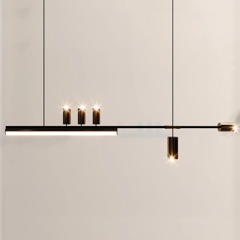 2024 Modern minimalist dining room chandelier high level slotted bar counter kitchen interior decorative lighting - vue 1 sur 11