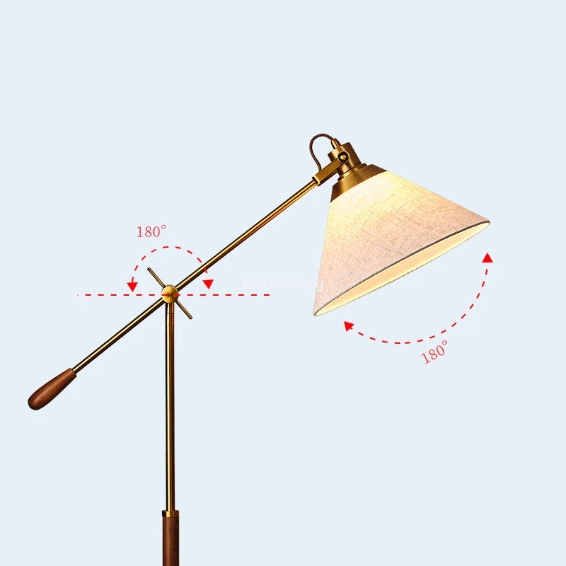 lampadaire bois massif abat-jour pied moderne - vue 6 sur 7