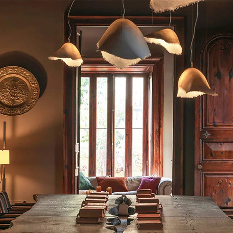 lustre led nordique wabi sabi pour décoration intérieure rétro - vue 5 sur 10
