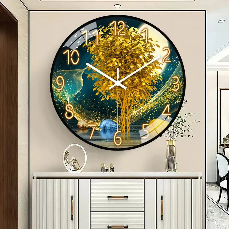 horloge murale en verre design moderne style chinois créatif et muet - vue 2 sur 11