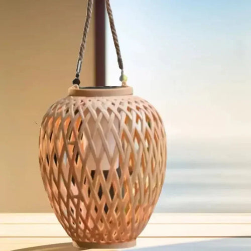 lampe extérieure solaire imitation bambou pour jardin décoratif