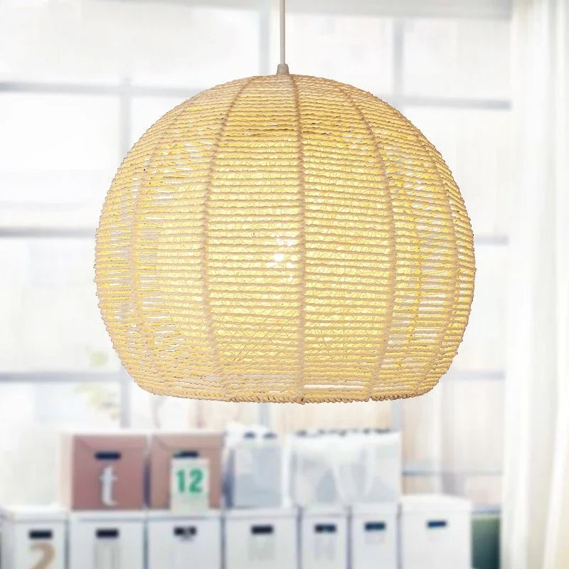 Moderne nordische LED-Pendelleuchte aus Eisen und Hanfseil - vue 4 sur 14