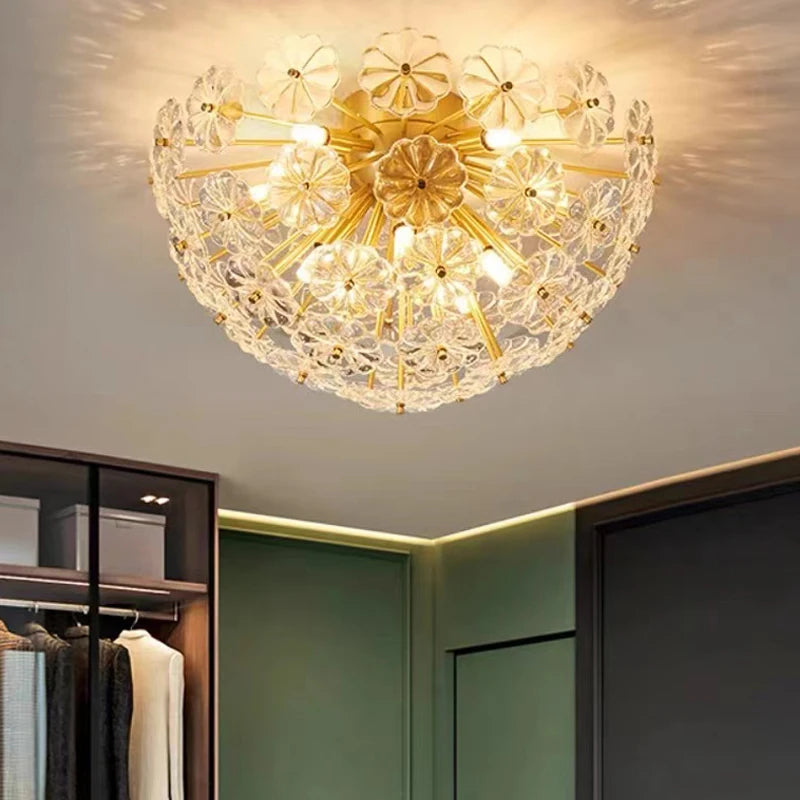 plafonnier en verre cristal luxe design nordique pour intérieur moderne - vue 3 sur 9