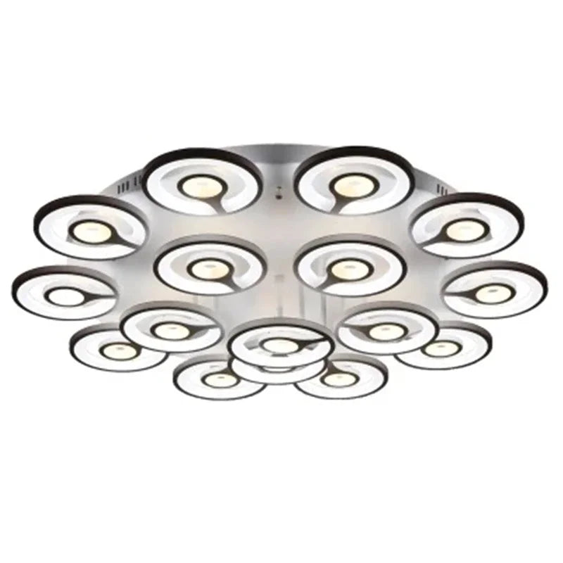 European New Multiple Heads Acrylic Led Ceiling Lamp For Bedroom Dining Room Round Iron Decoration Lighting chandeliers - vue 3 sur 10