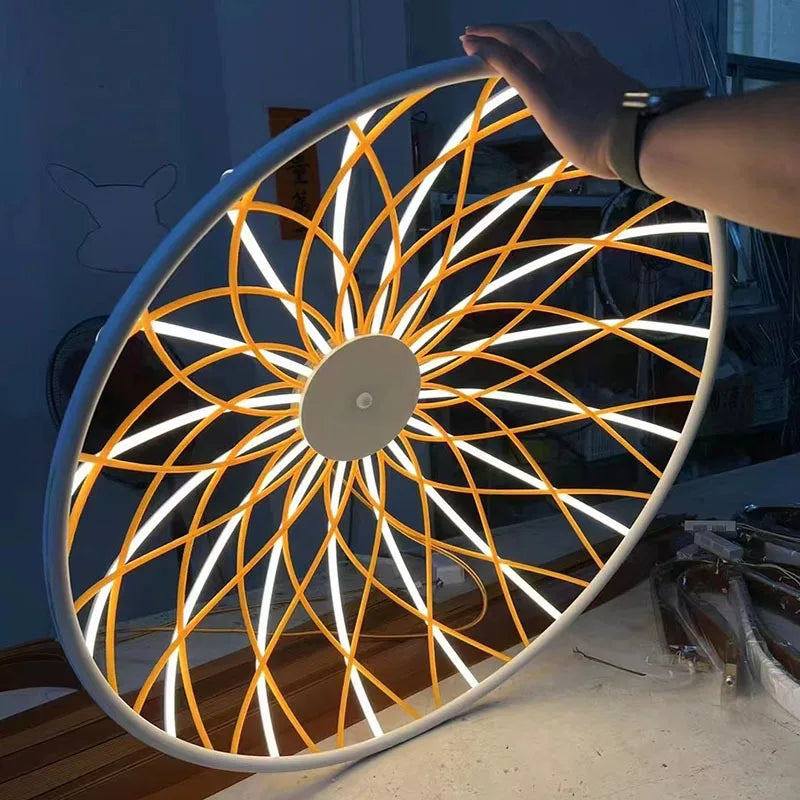 SANDYHA moderne Simple tressé corde ronde lustre créatif maille lampe à LED pour salon salle à manger maison suspension luminaires - vue 11 sur 10