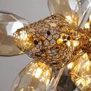 lustre moderne en acier inoxydable et cristal avec led intégrée