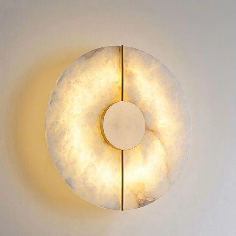 applique murale led design nordique moderne en marbre et cuivre doré - vue 3 sur 10