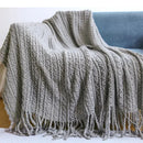 Plaid nordique carreaux style boheme doux pompons
