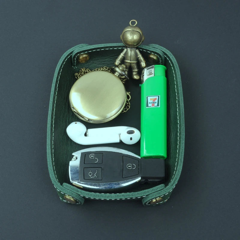 plateau de rangement en cuir véritable pour divers objets - vue 4 sur 13