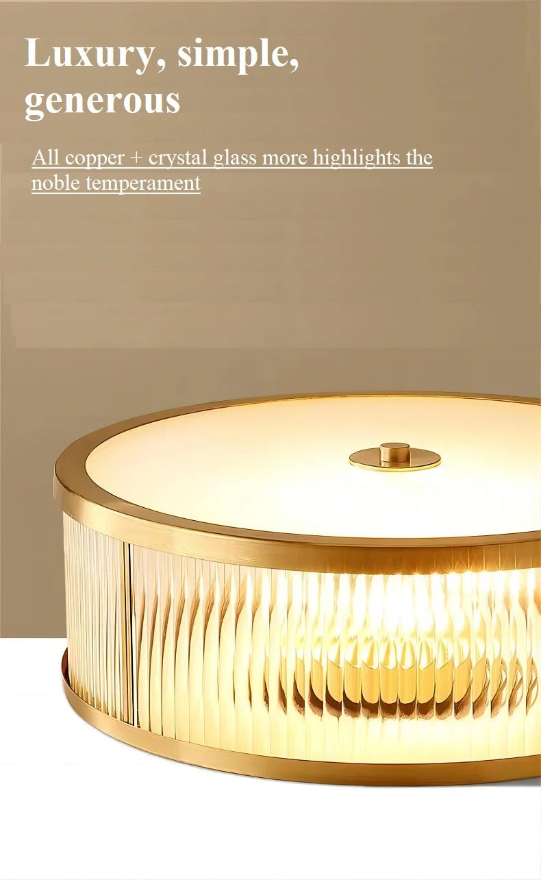 plafonnier led cuivre cristal décoratif intérieur - vue 5 sur 8