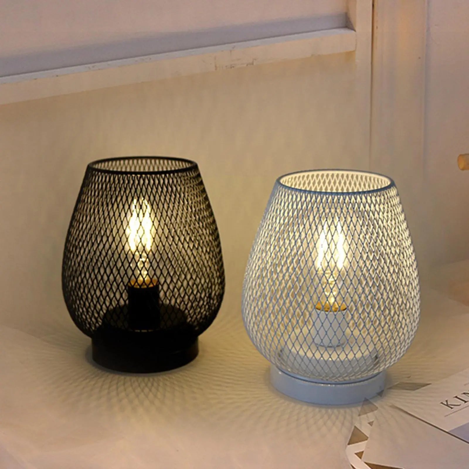 lampe cage métal led bougie sans fil mariage déco maison - vue 2 sur 6