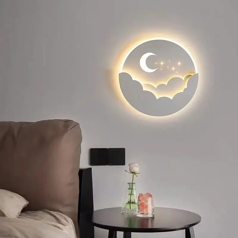applique led créative nuage étoiles lune pour chambre d'enfants - vue 2 sur 6