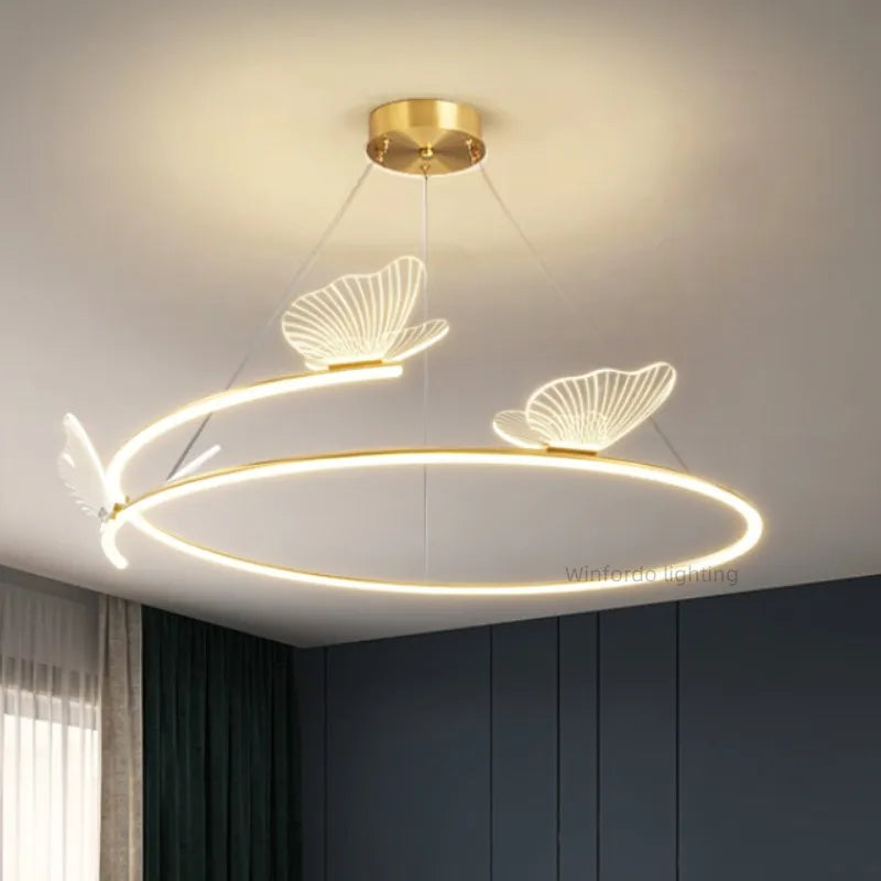 Lustre design LED rond en forme de papillon - vue 7 sur 9
