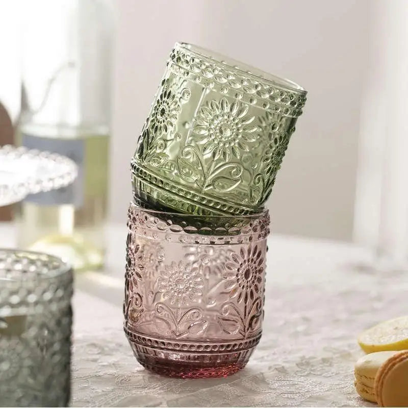 verre vintage sans pied relief pour boissons chaudes