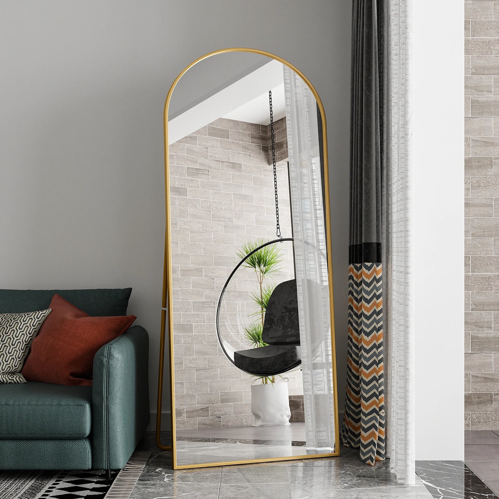 Bow Full Length Mirror 180x80cm, Full Body Wall Mirror With Aluminum Frame,Full Body Mirror for Bedroom Living Room