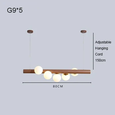 Kronleuchter aus Nussbaumholz und Glas im modernen Design für ein elegantes Interieur - vue 9 sur 13