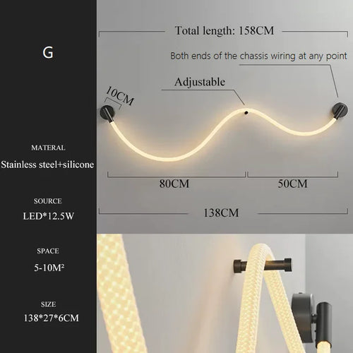 LED-Wandleuchte Minimalistisch Aus Weichem Silikon-Fasergeflecht - vue 17 sur 18