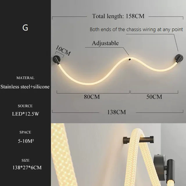 LED-Wandleuchte Minimalistisch Aus Weichem Silikon-Fasergeflecht - vue 17 sur 18
