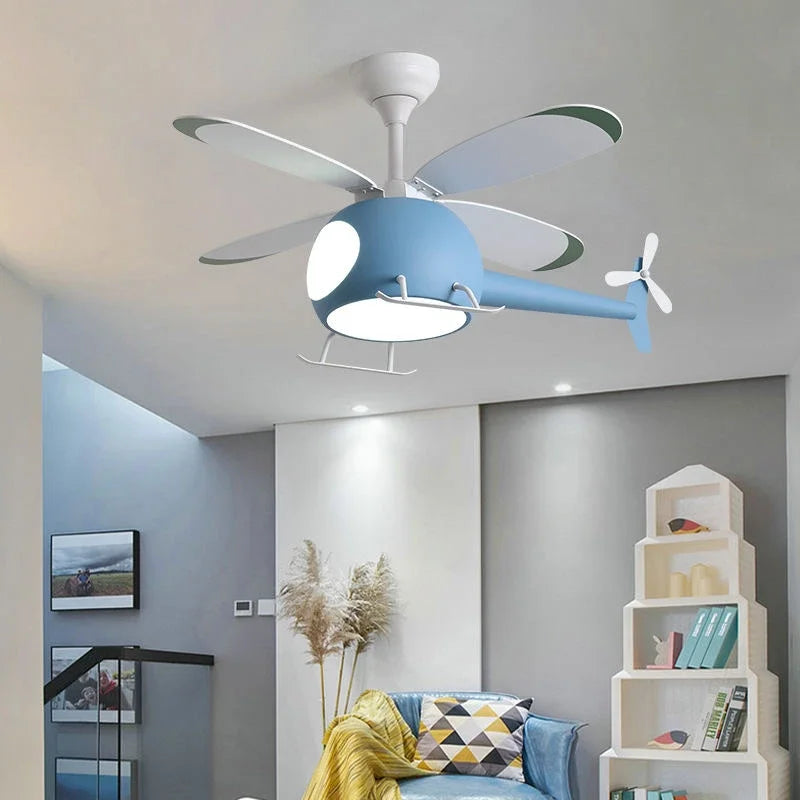 ventilateur de plafond moderne avion avec lumière led et télécommande - vue 4 sur 12