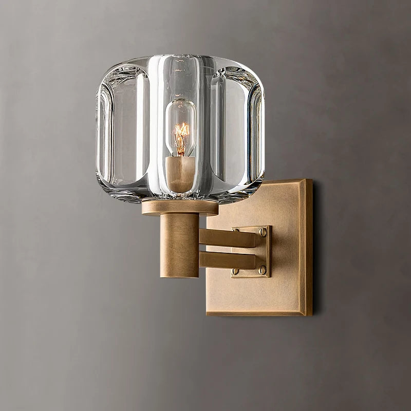 rh demaret applique cuivre cristal éclairage foyer toilettes lampes - vue 2 sur 8