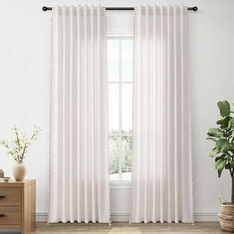 Voilage effet lin extra long sur mesure moderne