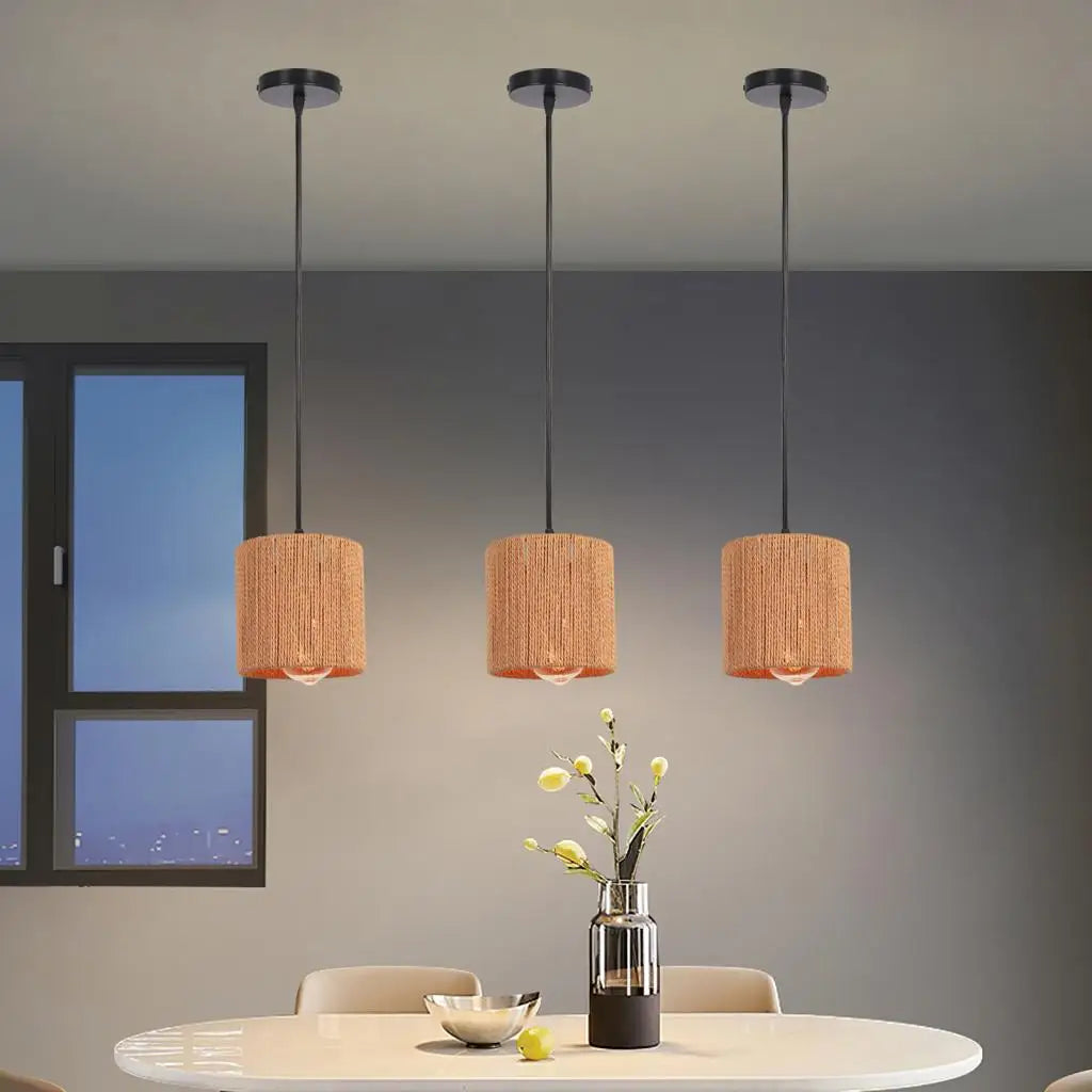 Pendelleuchte Käfig aus Rattan und Eisen im Vintage-Industrie-Stil - vue 3 sur 7