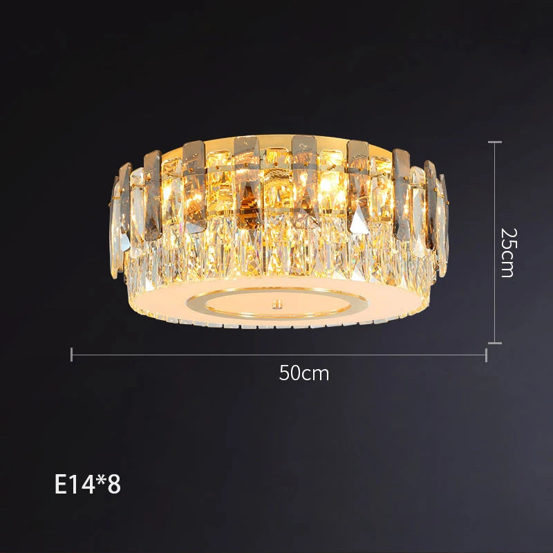 lustre led dimmable en verre cristal rond argent moderne