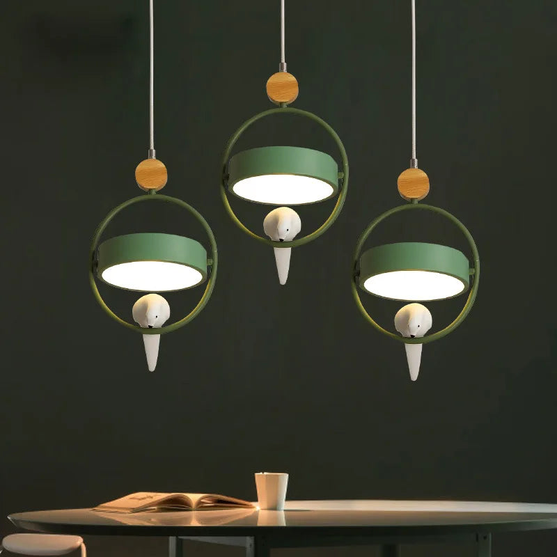 suspension moderne en bois avec éclairage led décoratif intérieur - vue 5 sur 8