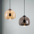 Suspension design boule nordique en verre fumé