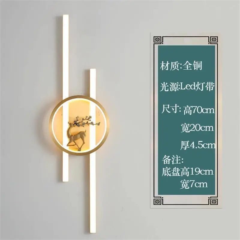 applique murale en cuivre style chinois pour éclairage intérieur - vue 9 sur 15