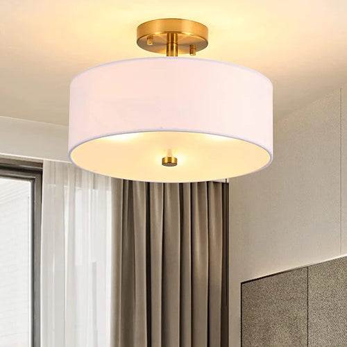lustre plafonnier style américain en tissu simple circulaire