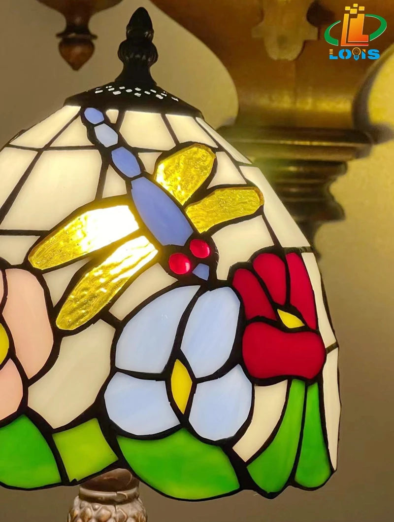 Schreibtischlampe Libelle im Tiffany-Stil originelles dekoratives Geschenk - vue 6 sur 6