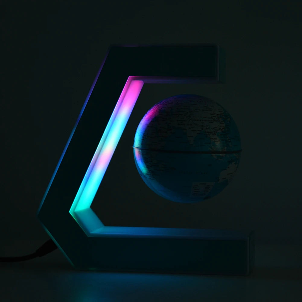 Magnetic Levitating Globe Frame with LED Light Cool Tech Decor Birthday Christmas Gift for Men Boys Boyfriend,Office Desk Gadget