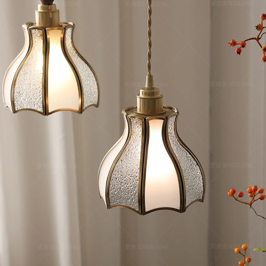 iwhd suspension moderne en cuivre verre led décorative - vue 6 sur 16