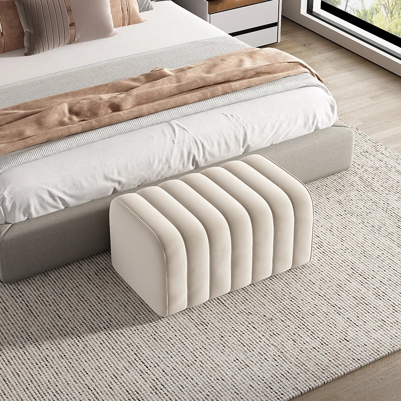 banc en velours nordique repose-pieds doux et élégant - vue 8 sur 14