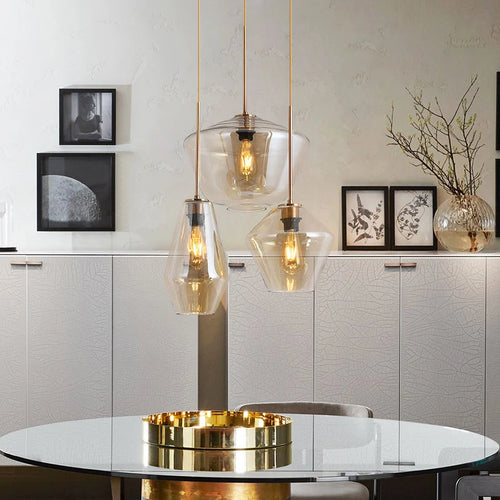 Moderne Glas-Pendelleuchte im kreativen nordischen Minimalismus - vue 4 sur 14