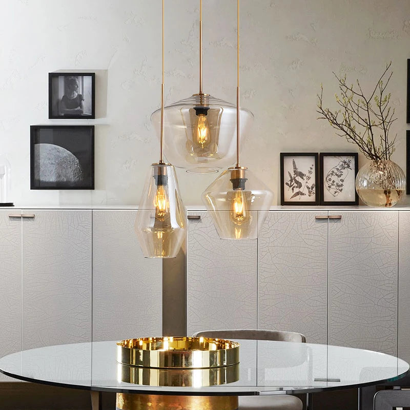 Moderne Glas-Pendelleuchte im kreativen nordischen Minimalismus - vue 3 sur 14