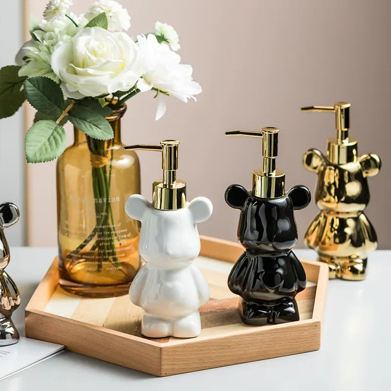 bouteille d'émulsion créative ours galvanisé distributeur 200 ml décoratif - vue 6 sur 10