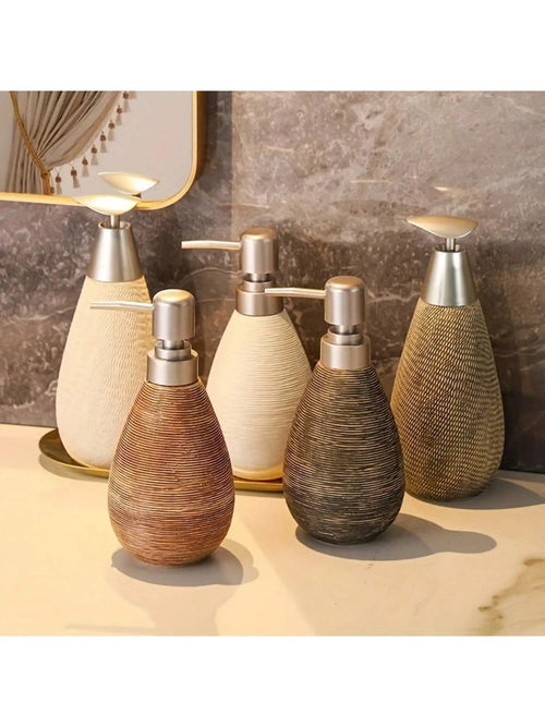 Creative Retro Style Ceramic Push-Type Soap Dispenser With Pump,  Hand Soap Bottle, Suitable For Bathrooms Kitchens And Toilets - vue 4 sur 11
