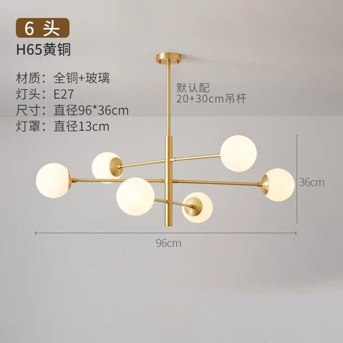 lustre nordique en verre et cuivre design moderne - vue 11 sur 10