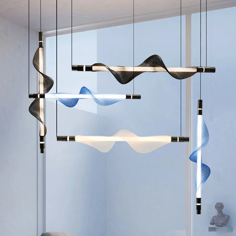 lustre artistique à led design moderne éclairage suspendu décoratif - vue 5 sur 18