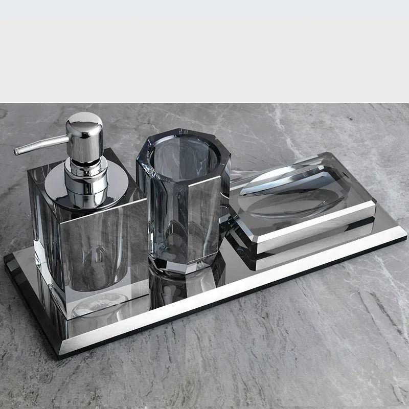 lot de flacons en verre pour savon et accessoires de salle de bain - vue 10 sur 12