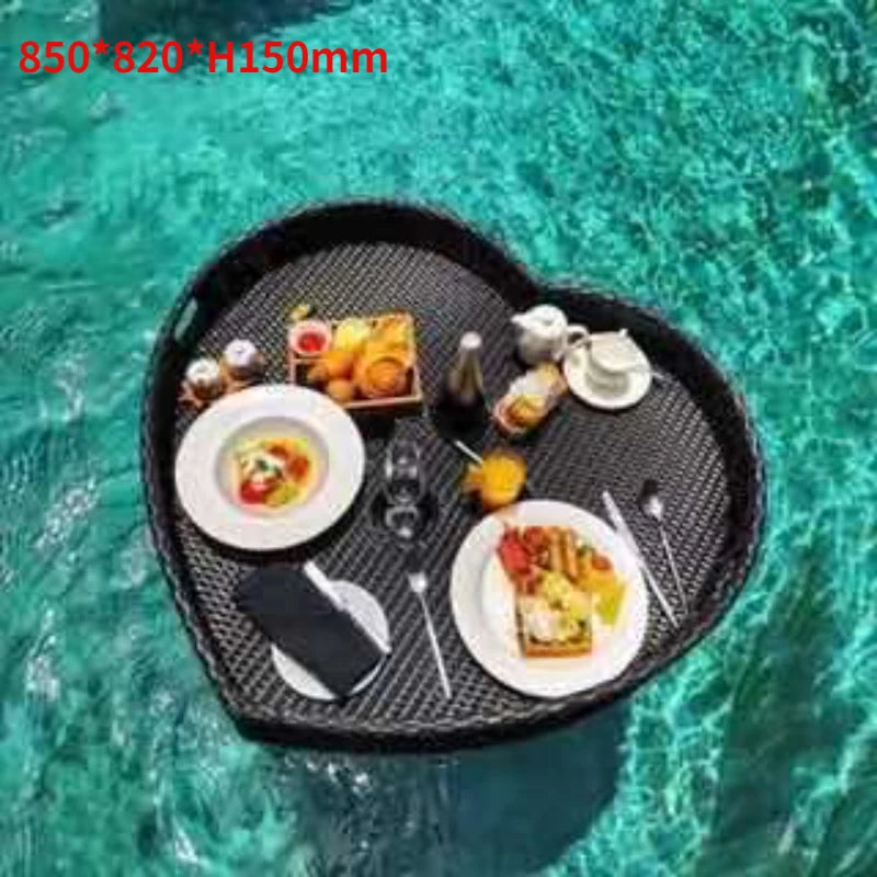 plateau en rotin nordique pour fruits et boissons de piscine - vue 12 sur 22