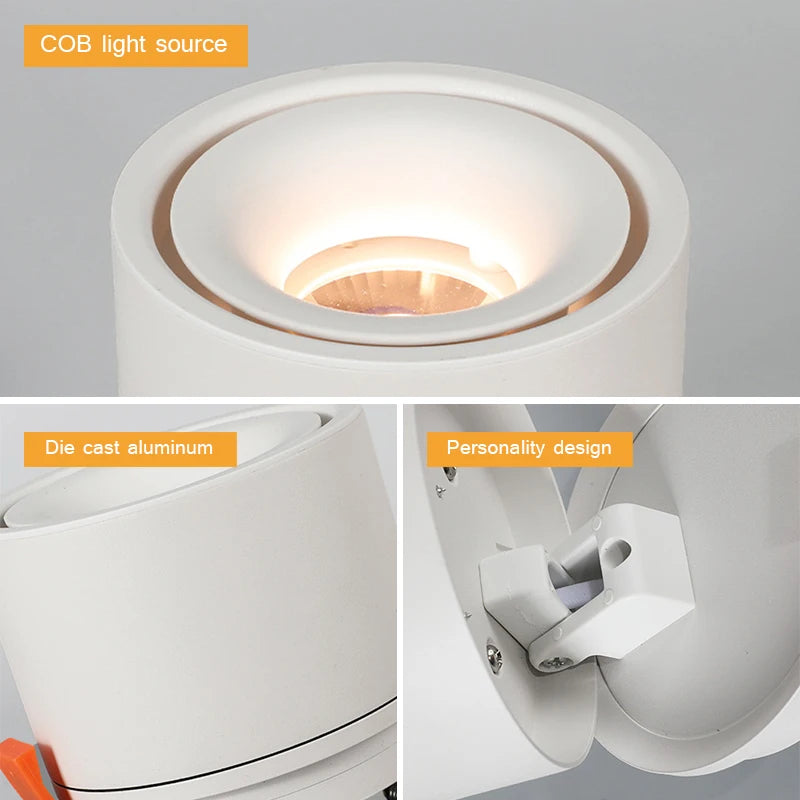lampe de downlight led en surface à intensité variable pliable pour éclairage domestique - vue 4 sur 5