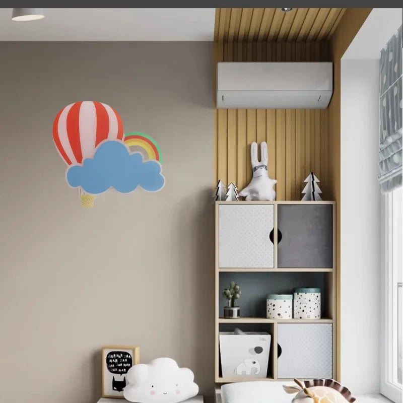 applique murale led nuage montgolfière dessin animé pour enfant - vue 4 sur 7
